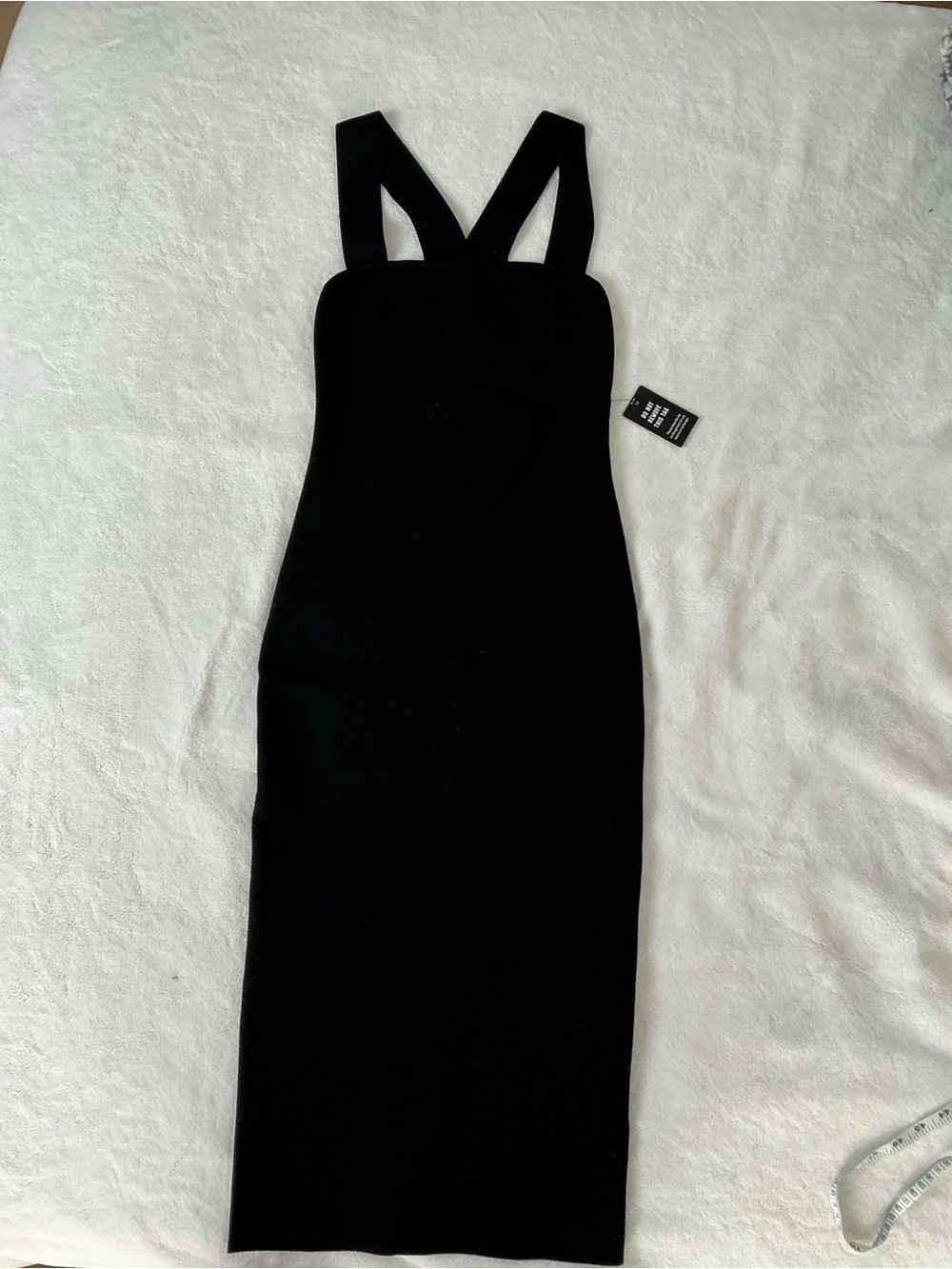 Express Body Contour Black Cross Strap Knit Midi Dress XS NWT